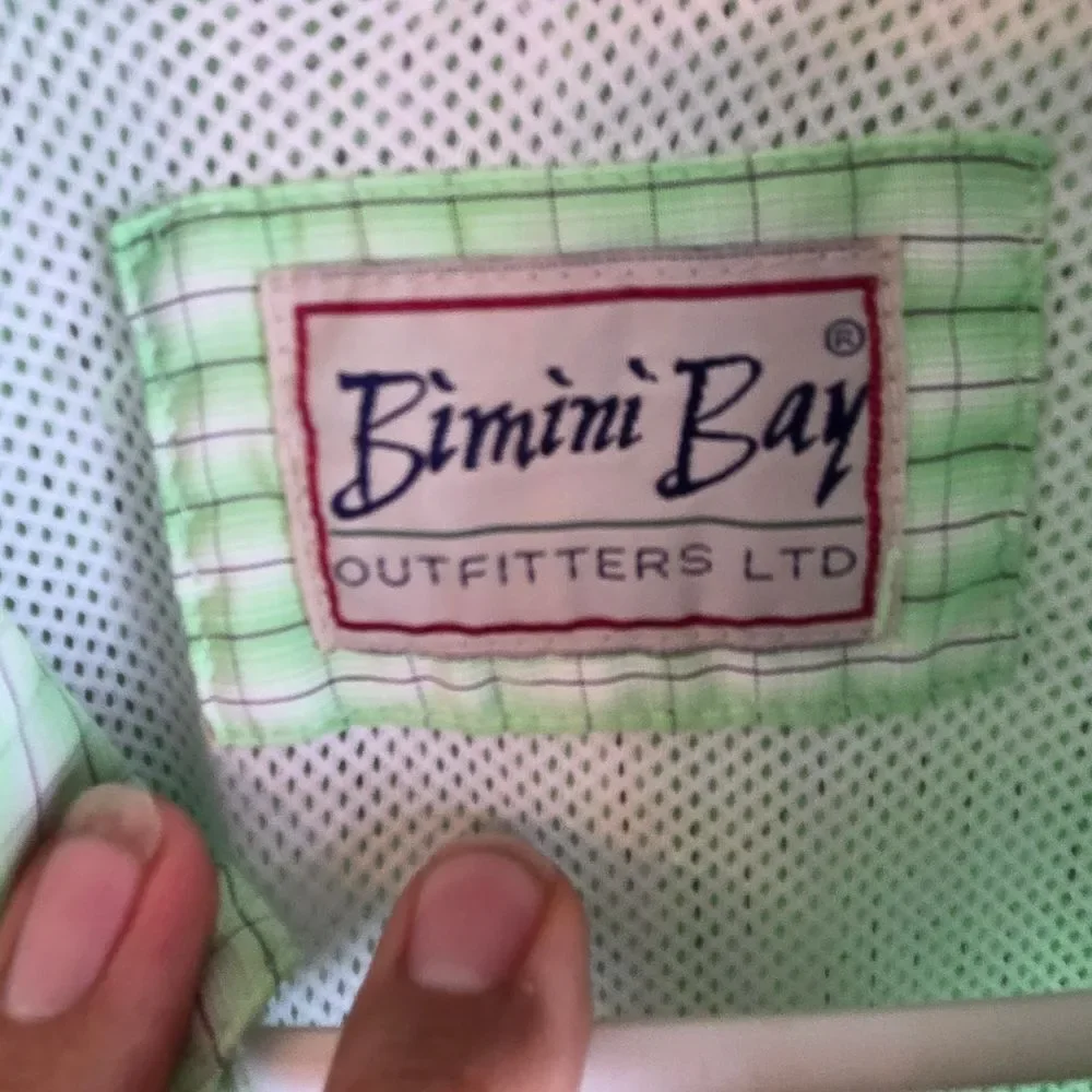 Men's Bimini Bay Mint Green Checkered Fishing Button-Down Shirt, Size XL